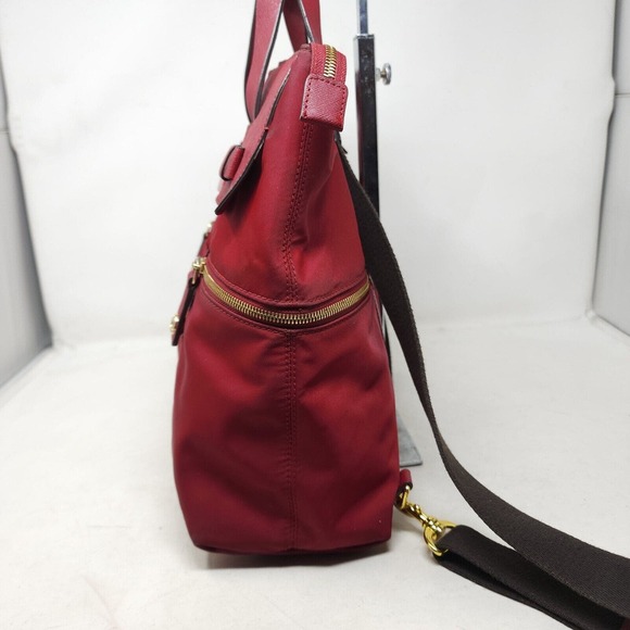 Henri Bendel Womens Backpack Purse Jetsetter Maroon Red Nylon Convertible Travel - Picture 6 of 14